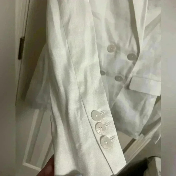 Sanctuary Linen Blend Double Breasted White Blazer Size XS GORGEOUS - Picture 6 of 7